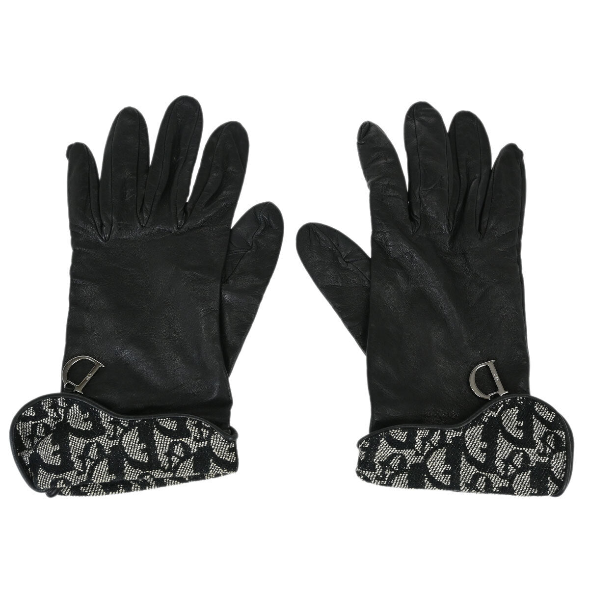 Christian Dior Gloves Lambskin Trotter Black Small Good
