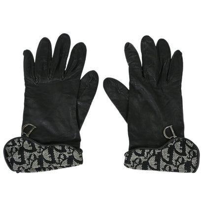 Christian Dior Gloves Lambskin Trotter Black Small Good
