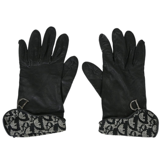Christian Dior Gloves Lambskin Trotter Black Small Good