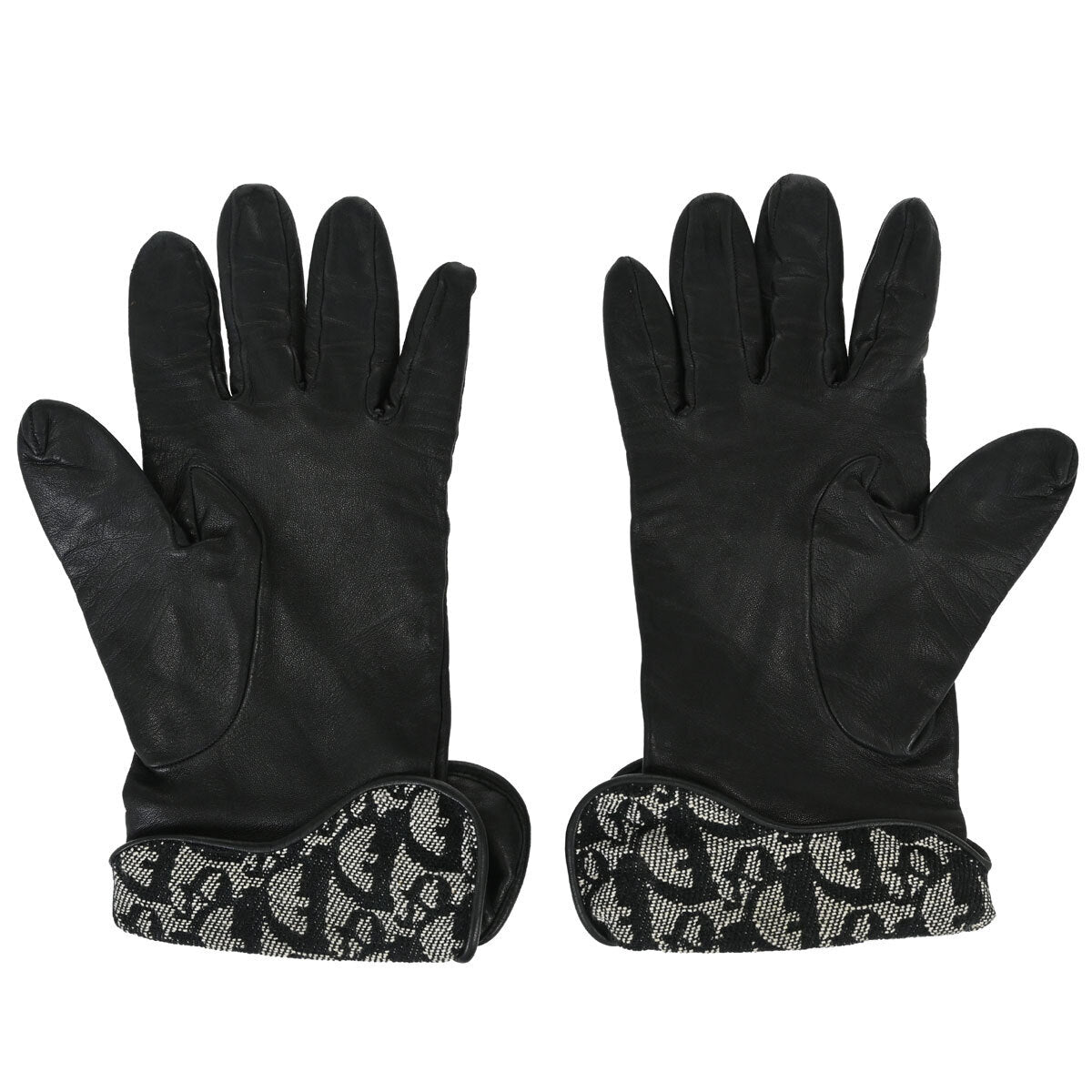 Christian Dior Gloves Lambskin Trotter Black Small Good