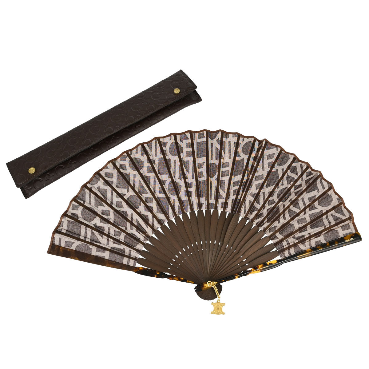 Celine Folding Fan Case Set Brown Small Good