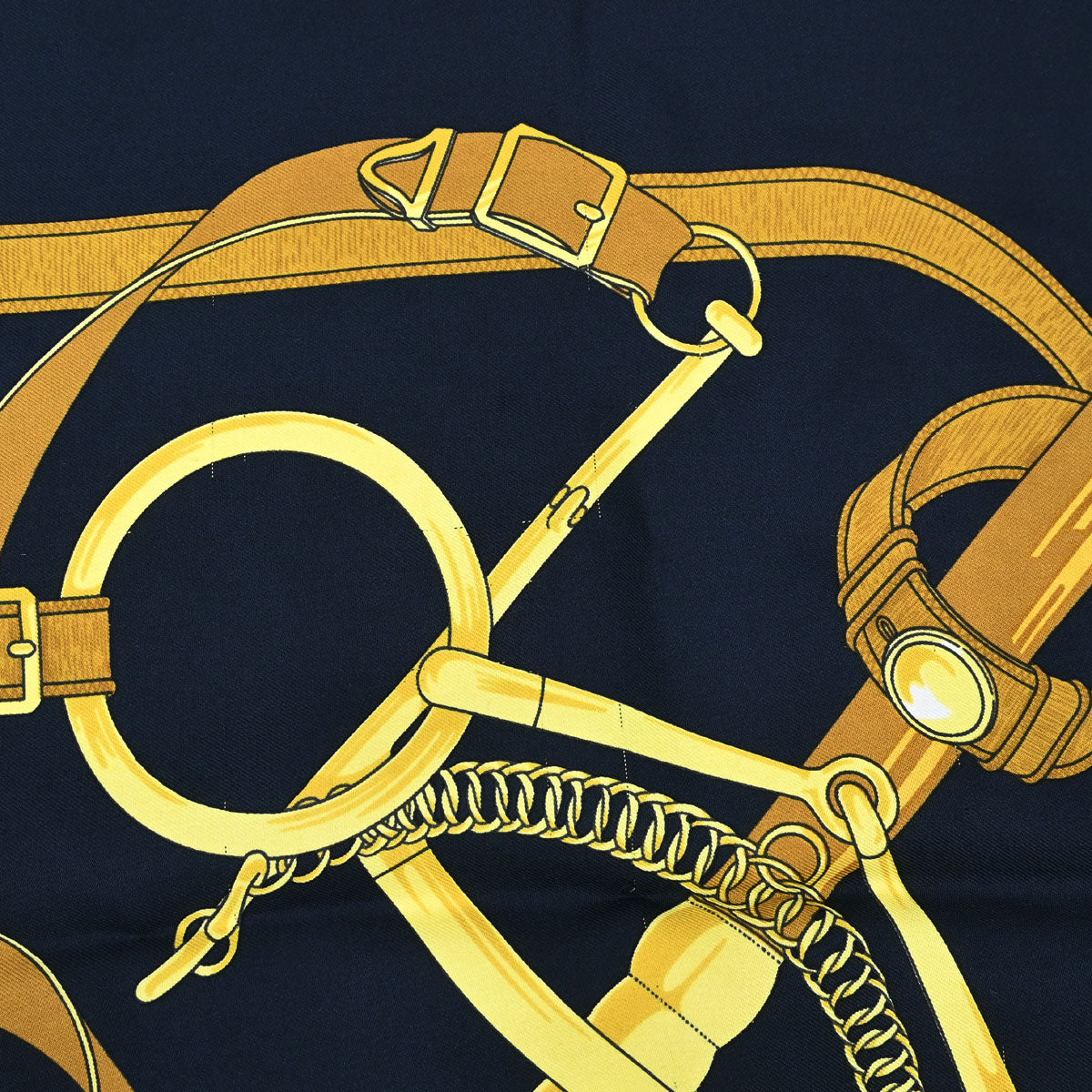 Hermes Scarf Carre 90 Eperon d'Or Black Small Good