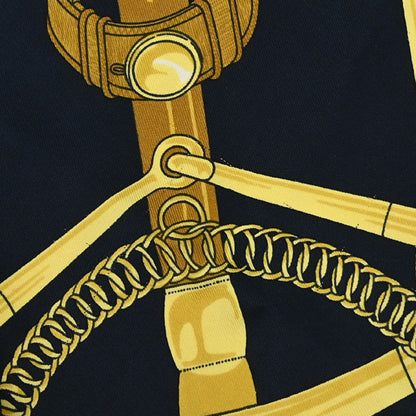 Hermes Scarf Carre 90 Eperon d'Or Black Small Good