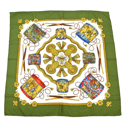 Hermes Scarf Carre 90 Les Tambours Green Small Good