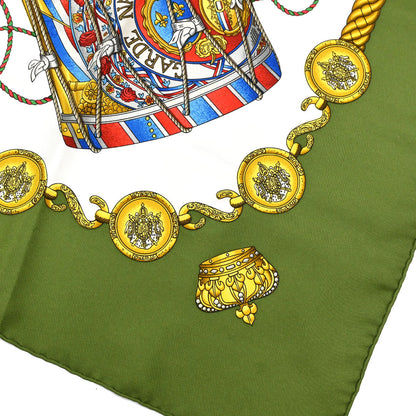 Hermes Scarf Carre 90 Les Tambours Green Small Good
