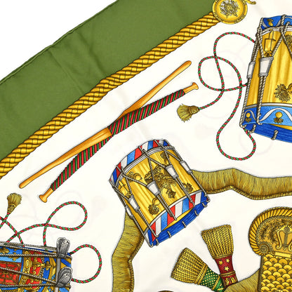 Hermes Scarf Carre 90 Les Tambours Green Small Good