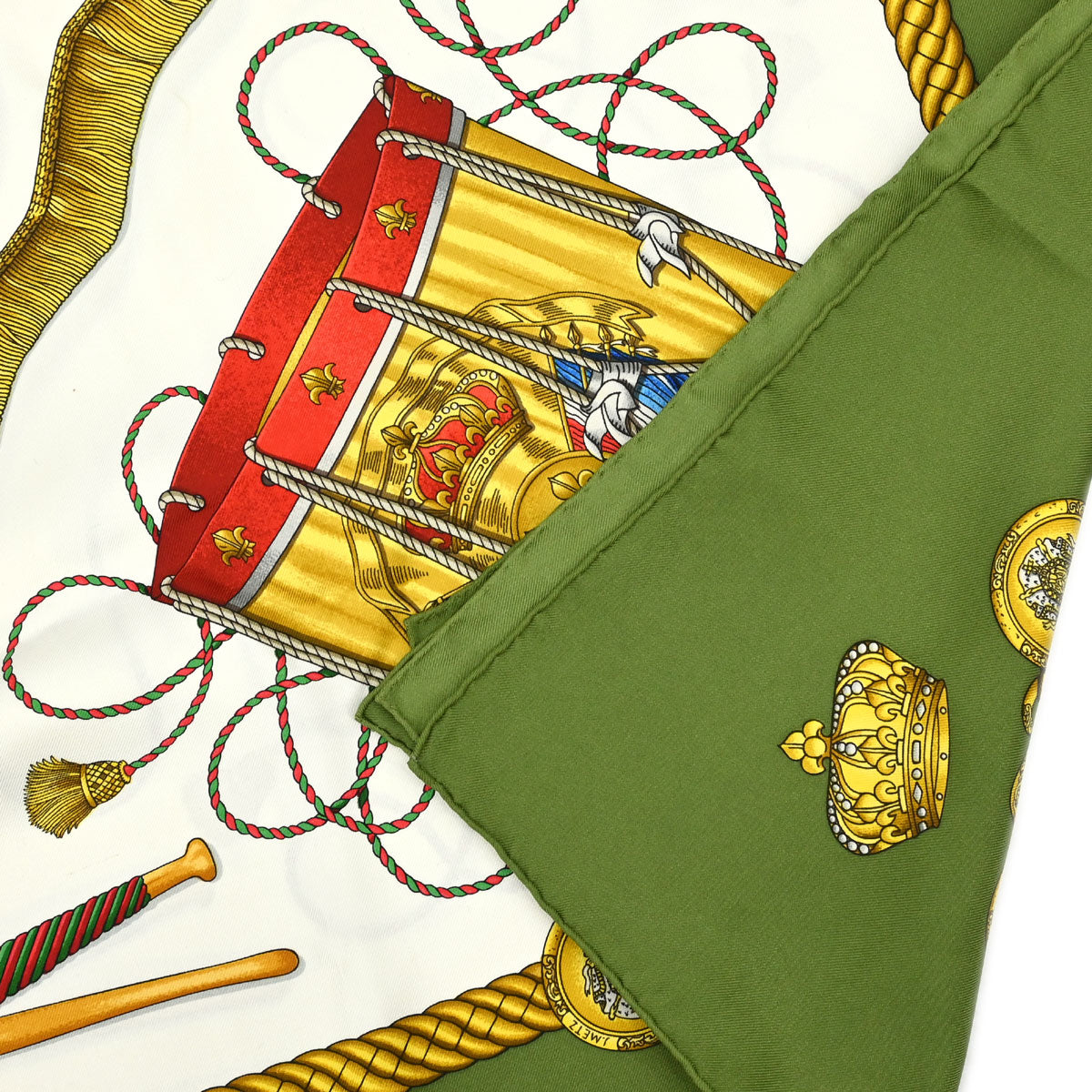 Hermes Scarf Carre 90 Les Tambours Green Small Good