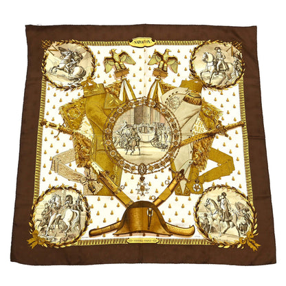 Hermes Scarf Carre 90 Napoleon Brown Small Good