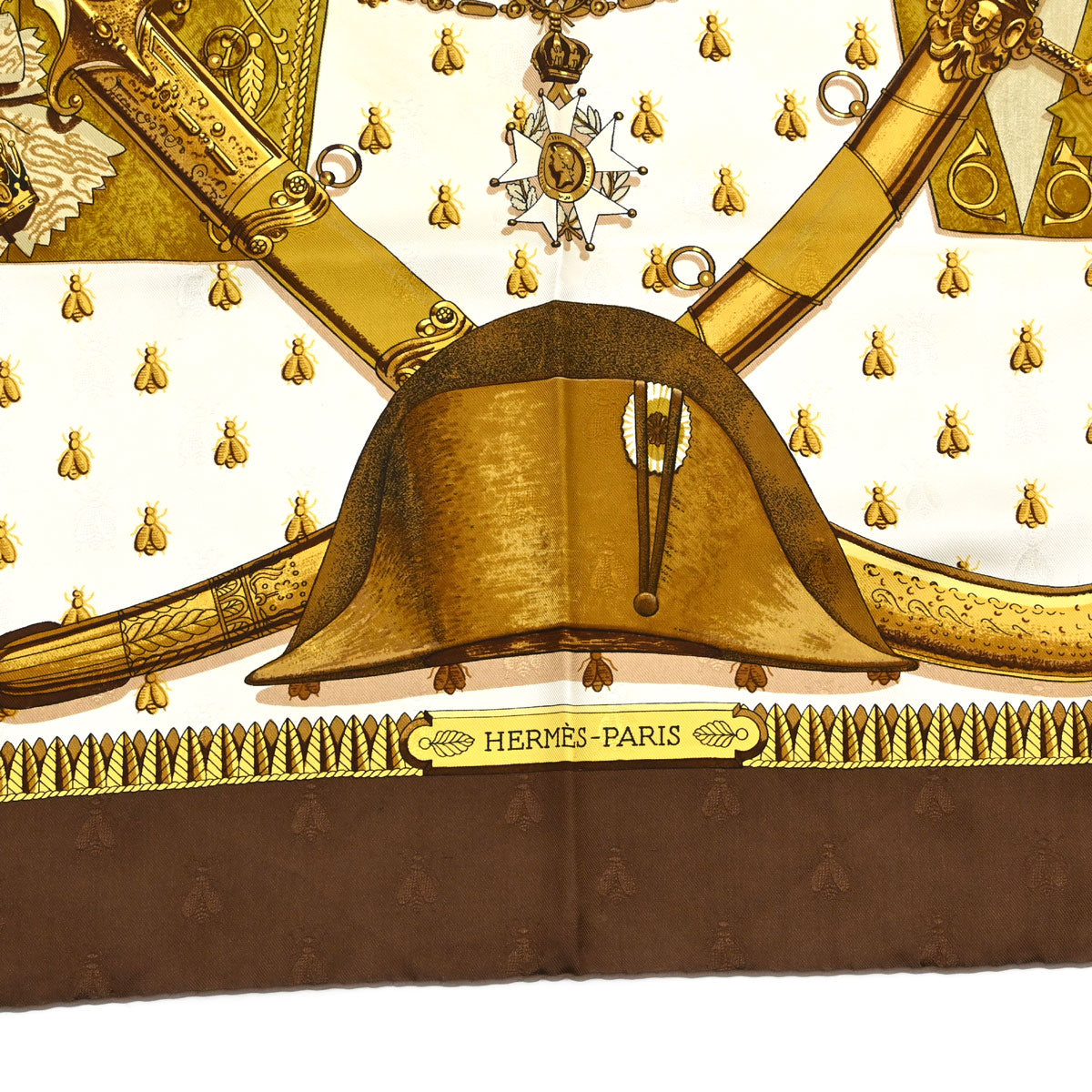 Hermes Scarf Carre 90 Napoleon Brown Small Good