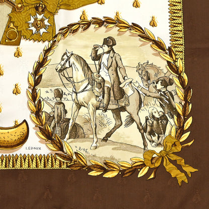 Hermes Scarf Carre 90 Napoleon Brown Small Good
