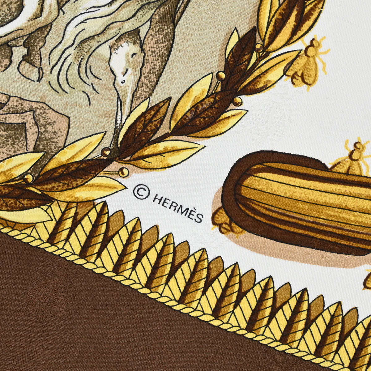 Hermes Scarf Carre 90 Napoleon Brown Small Good