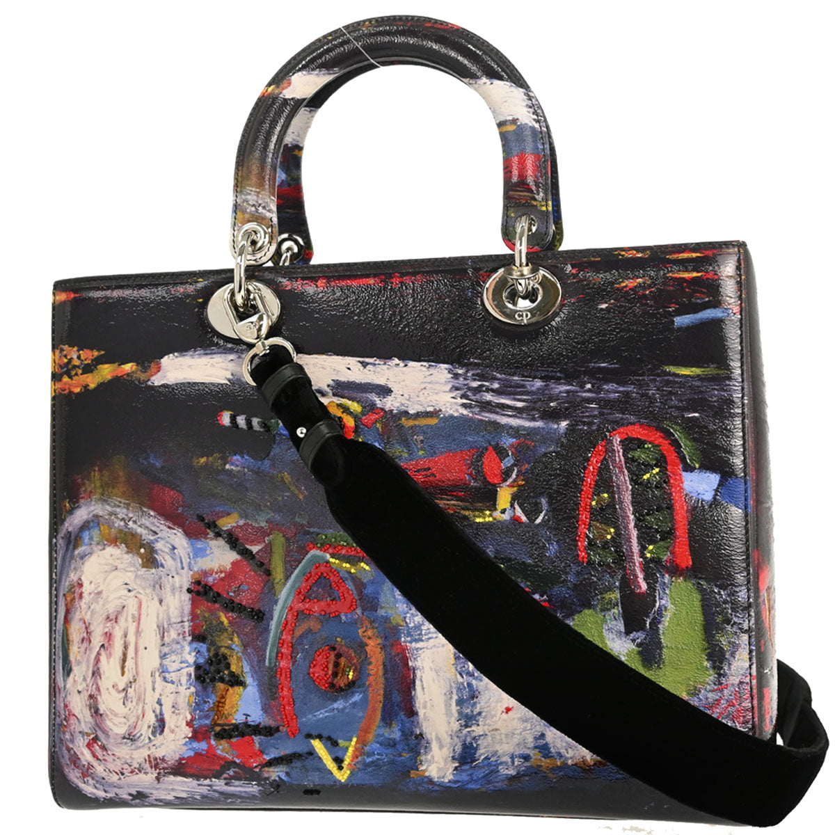 Christian Dior Black Leather Lady Dior Limited 2way Shoulder Handbag