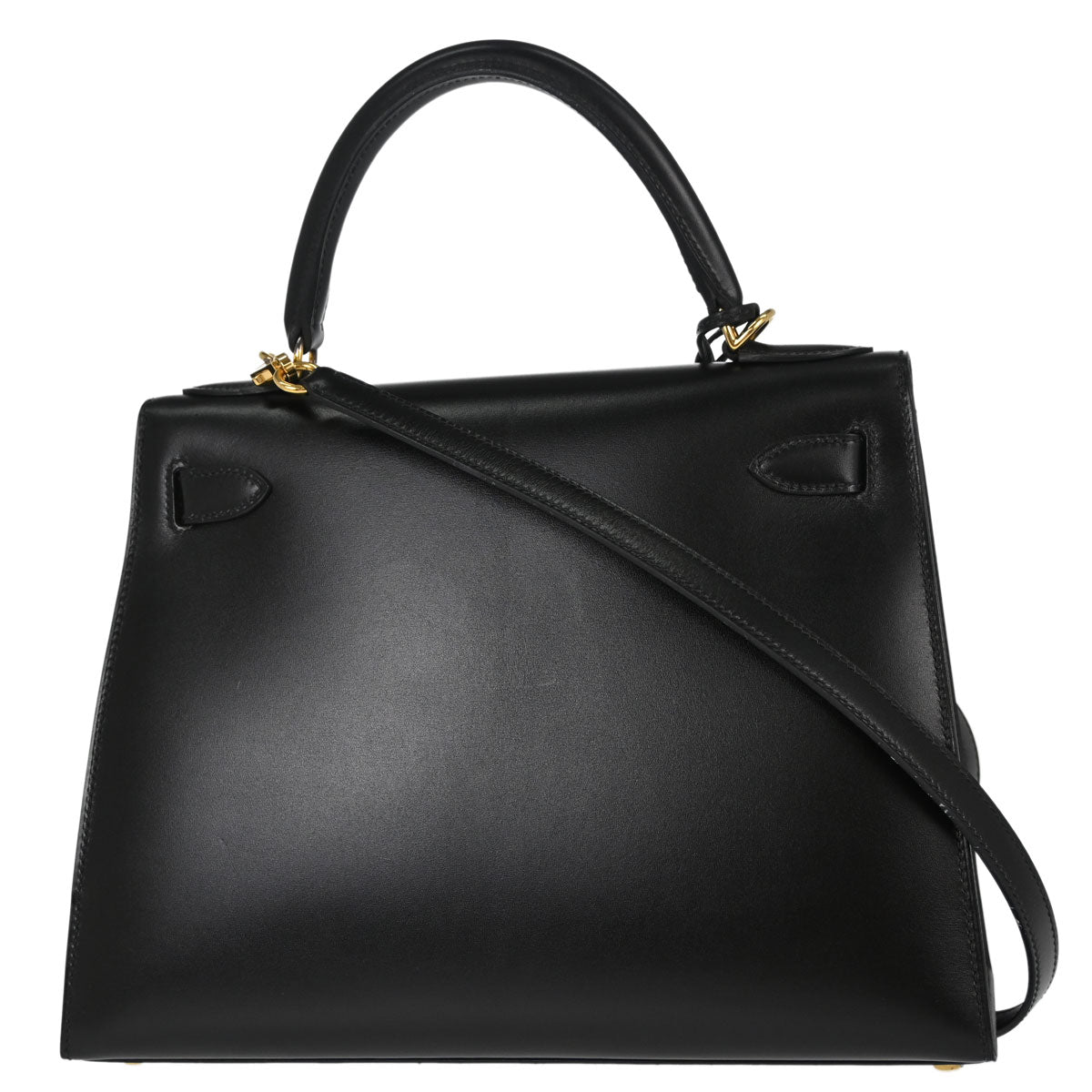Hermes Black Box Calf Kelly 28 Sellier 2way Shoulder Handbag