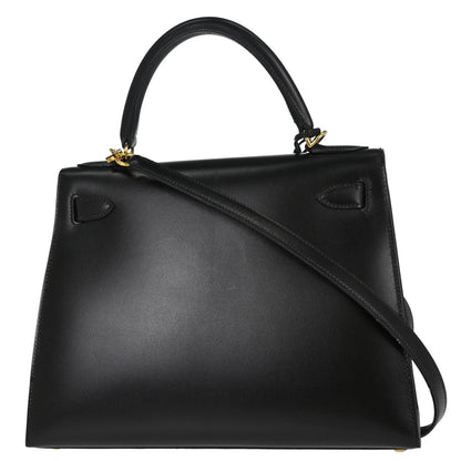 Hermes Black Box Calf Kelly 28 Sellier 2way Shoulder Handbag