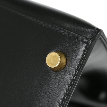 Hermes Black Box Calf Kelly 28 Sellier 2way Shoulder Handbag