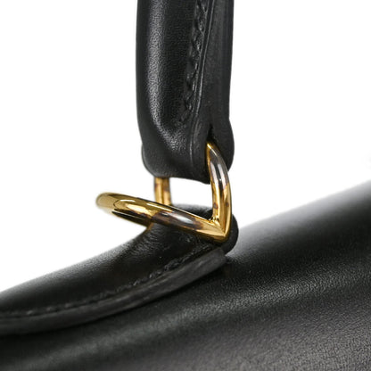 Hermes Black Box Calf Kelly 28 Sellier 2way Shoulder Handbag