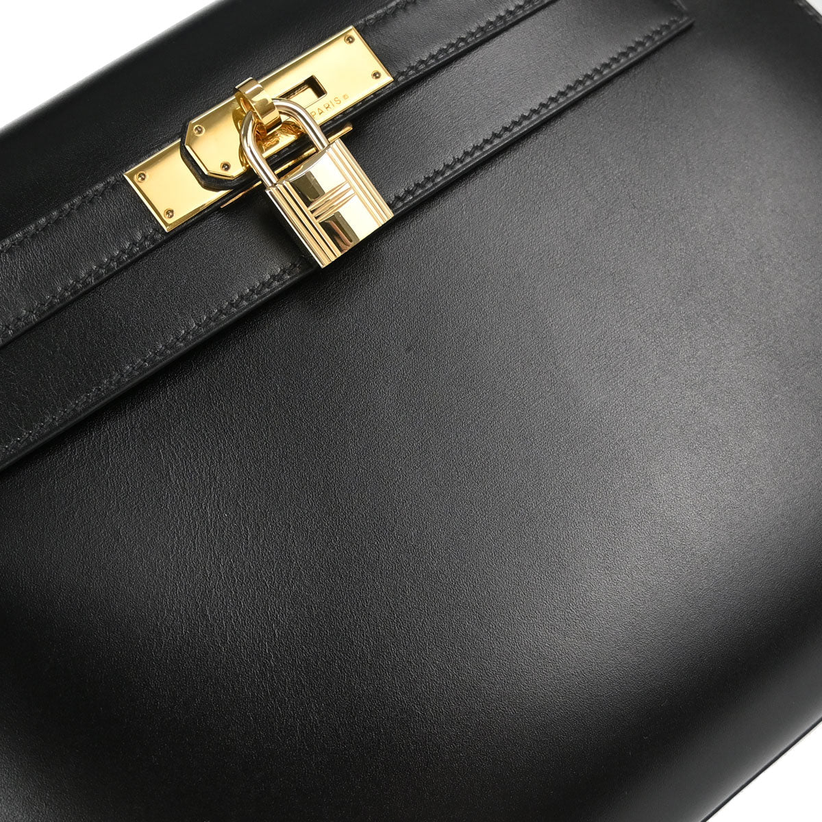 Hermes Black Box Calf Kelly 28 Sellier 2way Shoulder Handbag