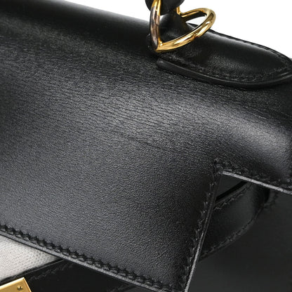Hermes Black Box Calf Kelly 28 Sellier 2way Shoulder Handbag