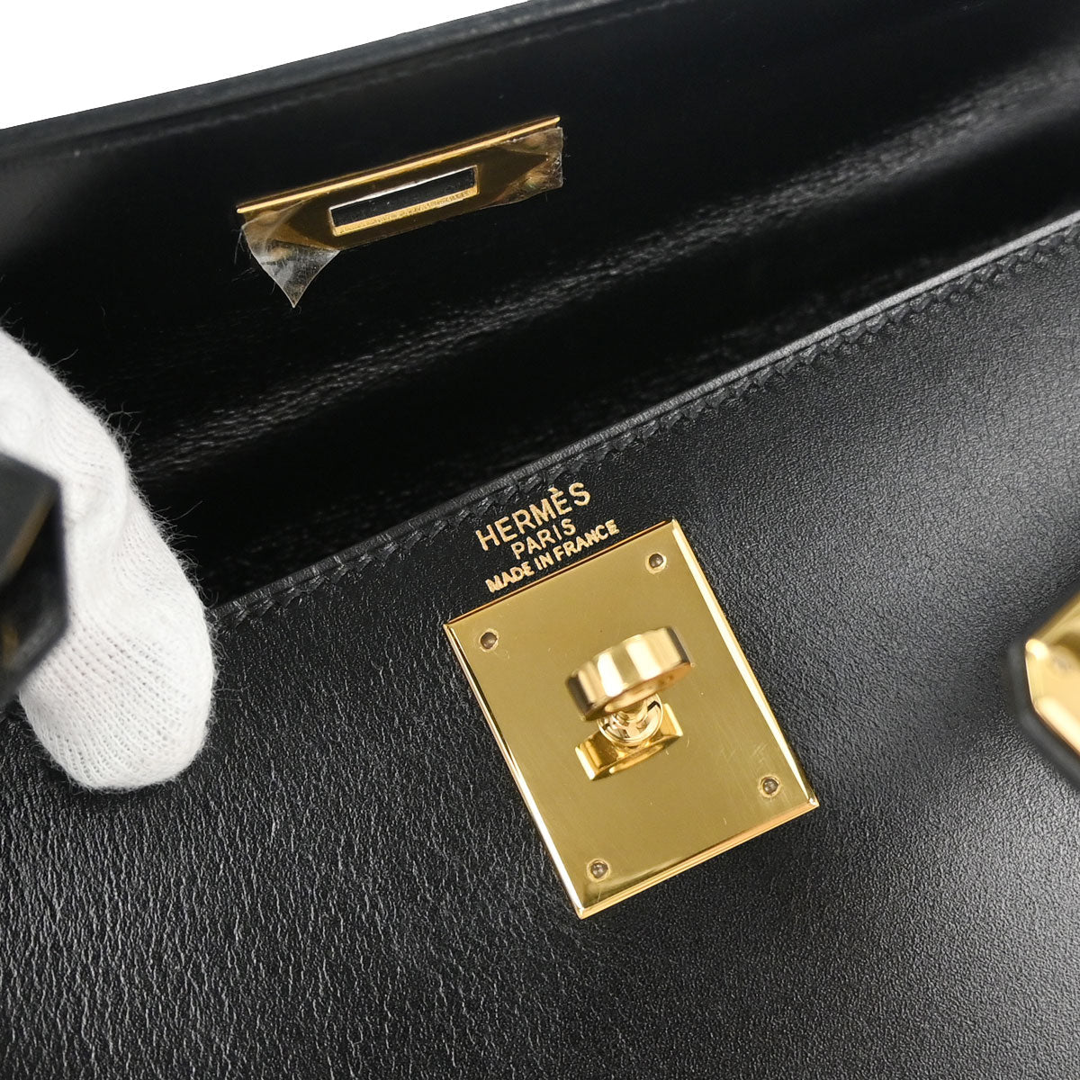 Hermes Black Box Calf Kelly 28 Sellier 2way Shoulder Handbag