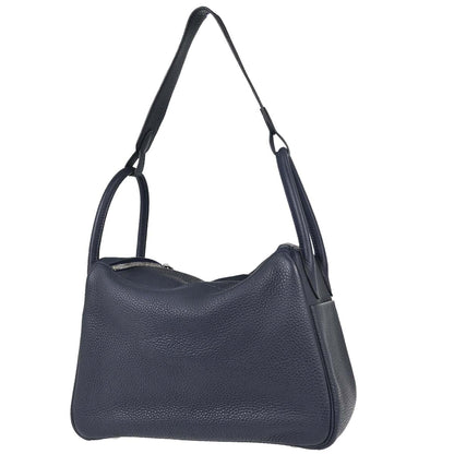 Hermes Blue Nuit Taurillon Clemence Lindy 30 Shoulder Bag