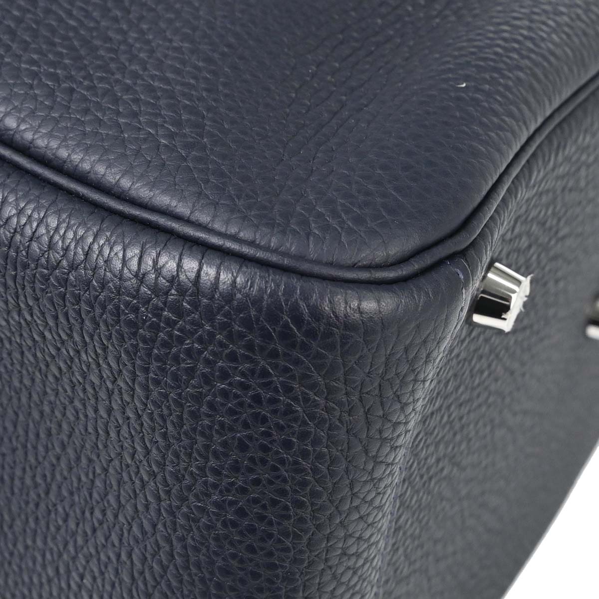 Hermes Blue Nuit Taurillon Clemence Lindy 30 Shoulder Bag