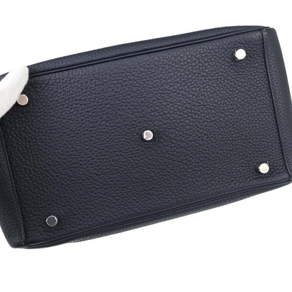 Hermes Blue Nuit Taurillon Clemence Lindy 30 Shoulder Bag