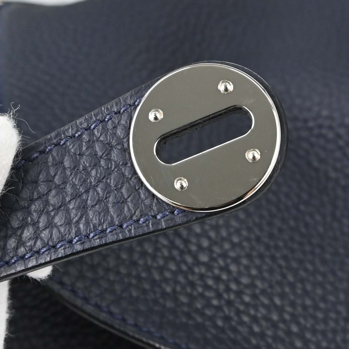 Hermes Blue Nuit Taurillon Clemence Lindy 30 Shoulder Bag