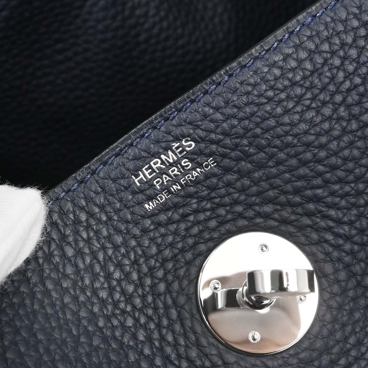 Hermes Blue Nuit Taurillon Clemence Lindy 30 Shoulder Bag