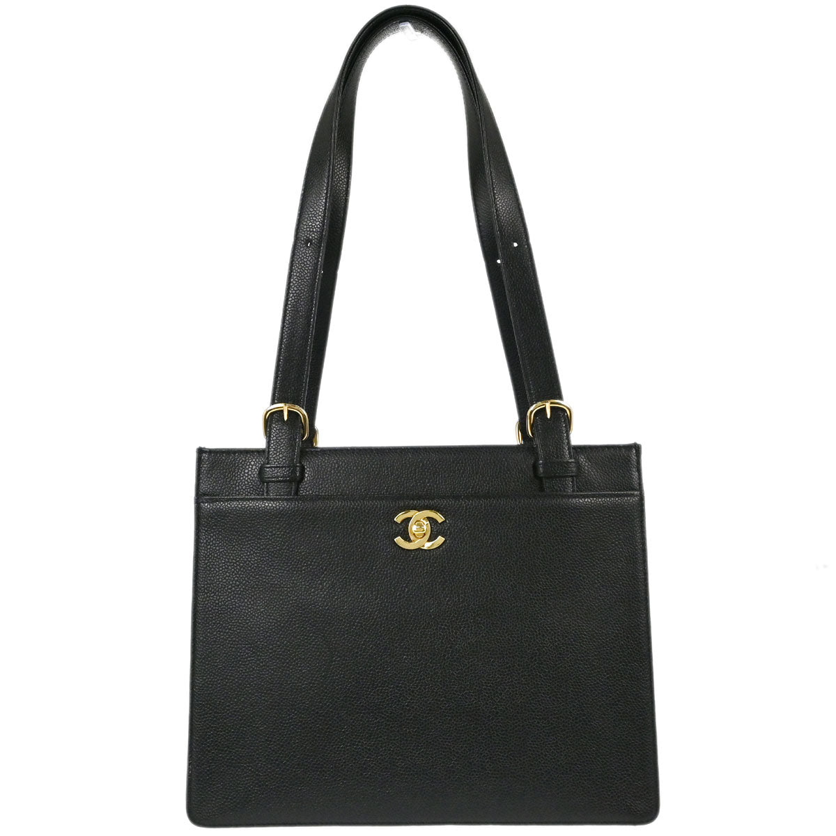 Chanel 1997-1999 Black Caviar Skin Tote Handbag
