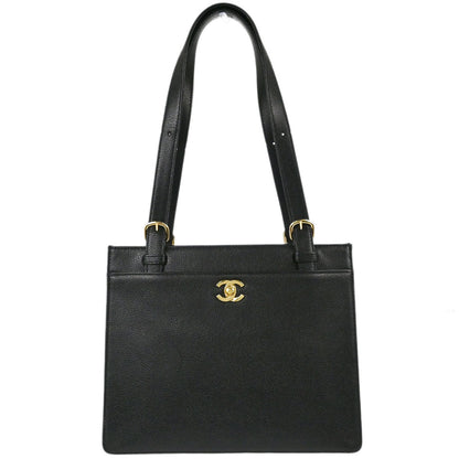Chanel 1997-1999 Black Caviar Skin Tote Handbag