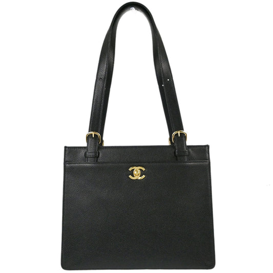 Chanel 1997-1999 Black Caviar Skin Tote Handbag