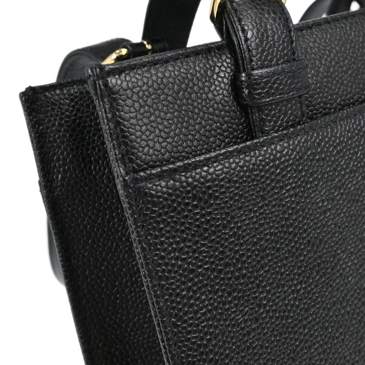 Chanel 1997-1999 Black Caviar Skin Tote Handbag