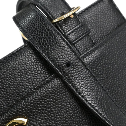 Chanel 1997-1999 Black Caviar Skin Tote Handbag