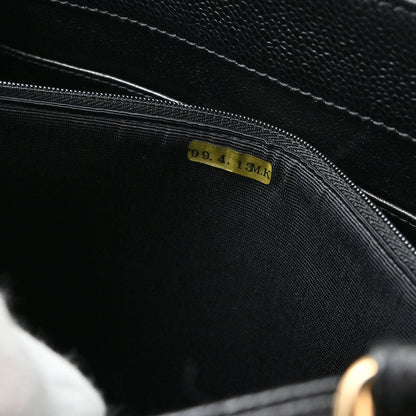 Chanel 1997-1999 Black Caviar Skin Tote Handbag