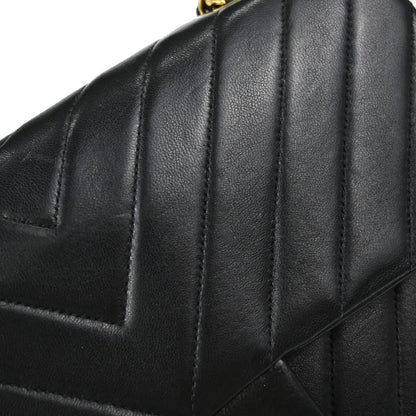 Chanel Black Lambskin Chevron Medium Classic Double Flap Shoulder Bag