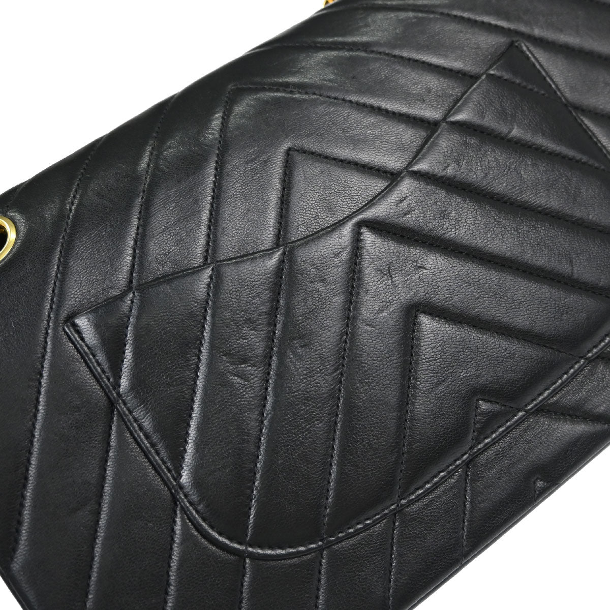 Chanel Black Lambskin Chevron Medium Classic Double Flap Shoulder Bag