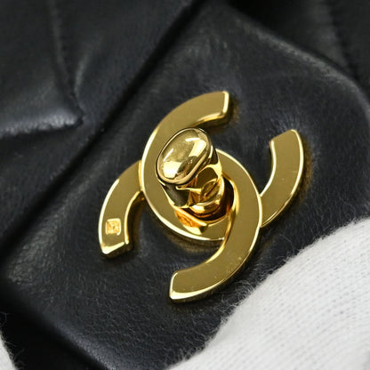 Chanel Black Lambskin Chevron Medium Classic Double Flap Shoulder Bag