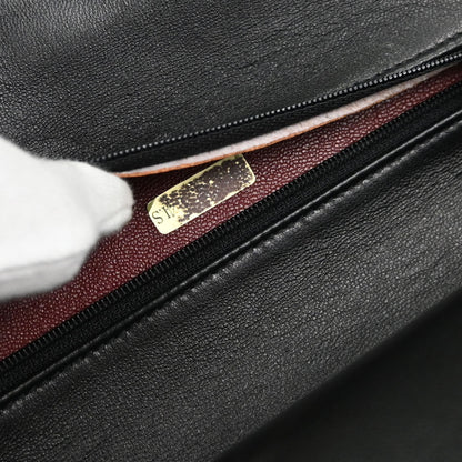 Chanel Black Lambskin Chevron Medium Classic Double Flap Shoulder Bag