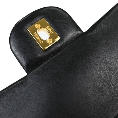 Chanel Black Lambskin Chevron Medium Classic Double Flap Shoulder Bag