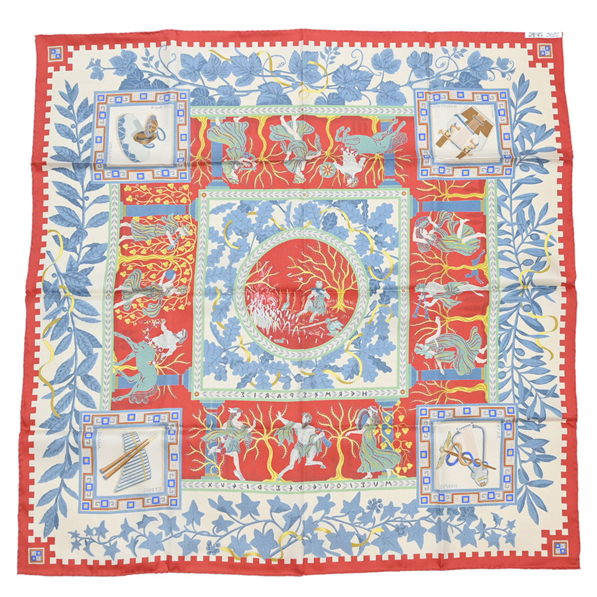 Hermes Scarf Carre 90 Musique des Dieux Red Small Good