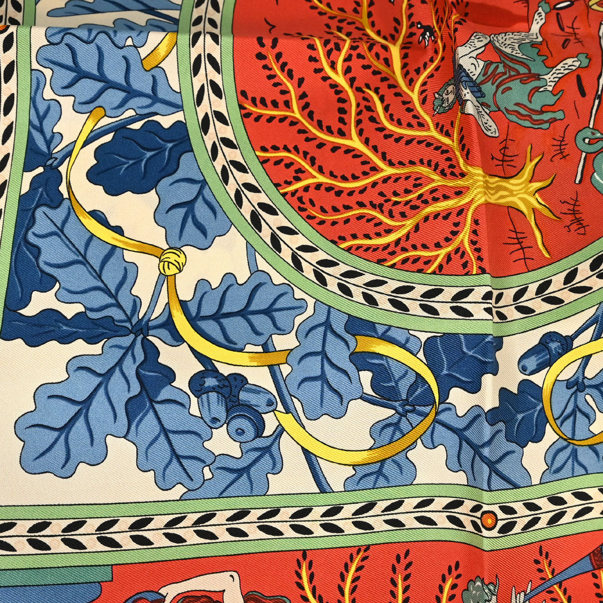 Hermes Scarf Carre 90 Musique des Dieux Red Small Good