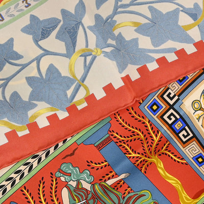 Hermes Scarf Carre 90 Musique des Dieux Red Small Good