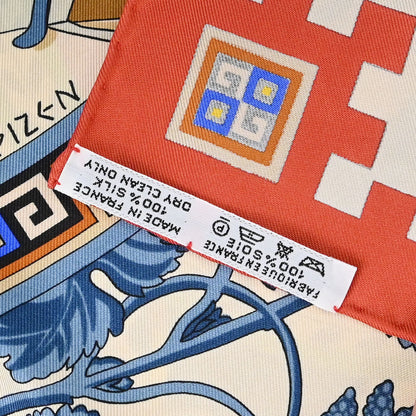 Hermes Scarf Carre 90 Musique des Dieux Red Small Good
