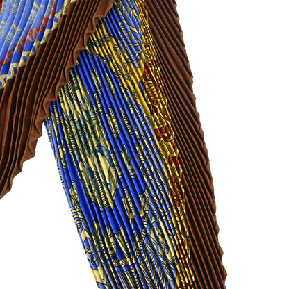 Hermes Pleated Scarf Carre 90 Art des Steppes Blue Small Good