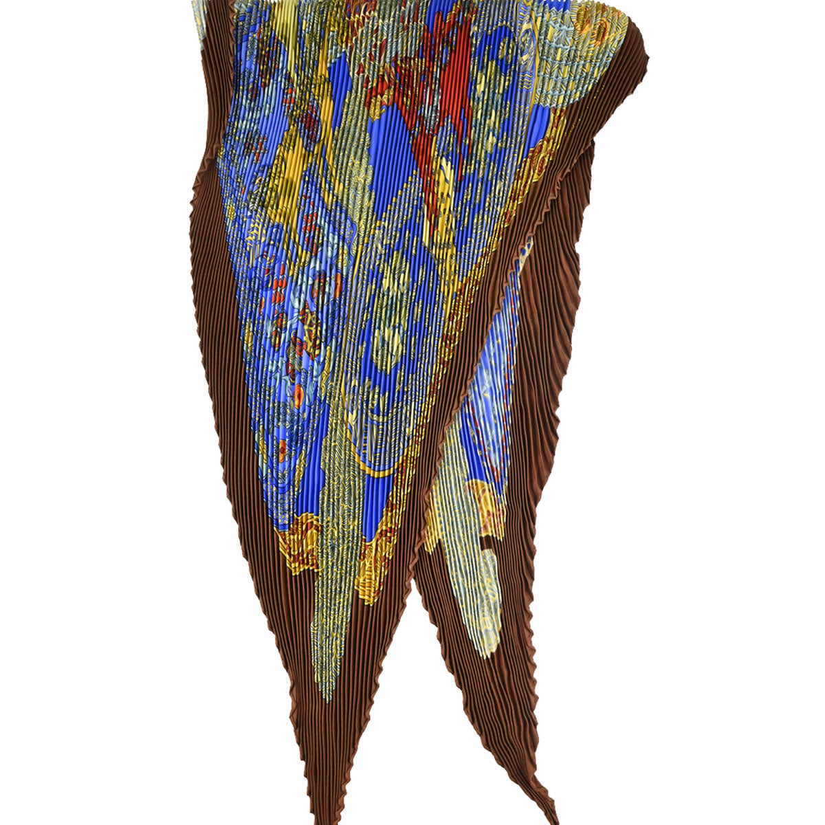 Hermes Pleated Scarf Carre 90 Art des Steppes Blue Small Good