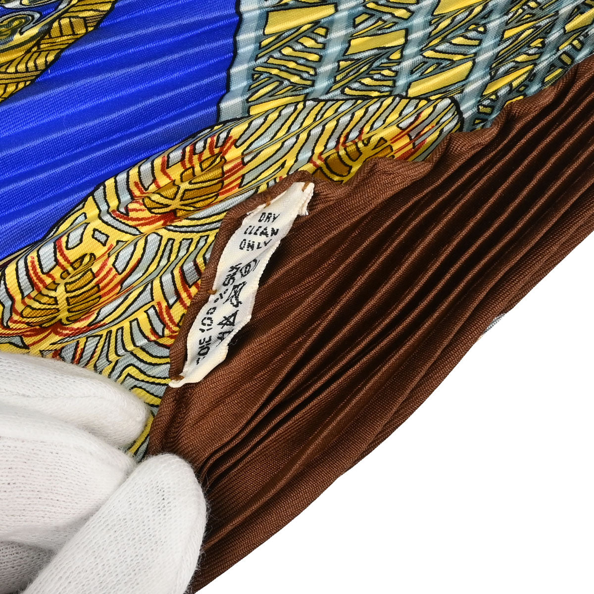 Hermes Pleated Scarf Carre 90 Art des Steppes Blue Small Good