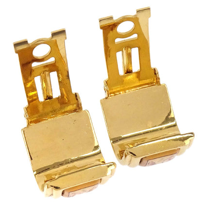 Hermes Gold Enamel Cloisonne Ware Clip-On Earrings