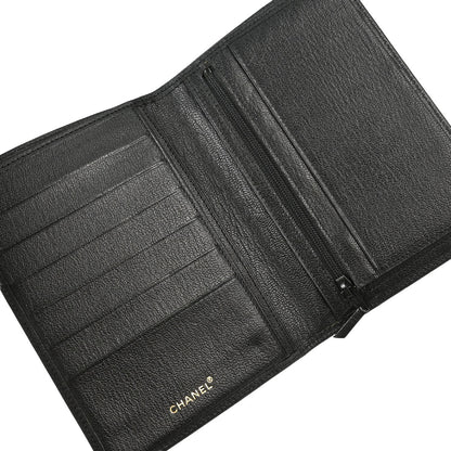 Chanel 1997-1999 Bifold Wallet Purse Black Calfskin