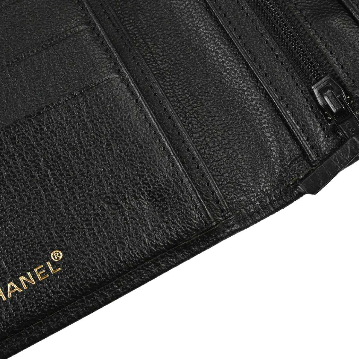 Chanel 1997-1999 Bifold Wallet Purse Black Calfskin
