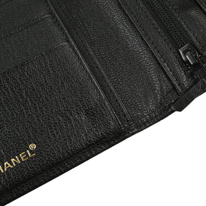 Chanel 1997-1999 Bifold Wallet Purse Black Calfskin